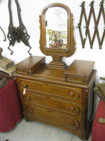 Appraisal: th Century Dressser with Mirror glove drawers on top lower