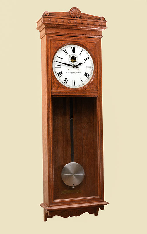 Appraisal: SELF WINDING OAK JEWELERS REGULATOR CLOCK oak case by The