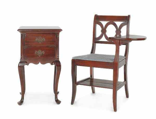 Appraisal: Kling two drawer stand together with a writing arm chair