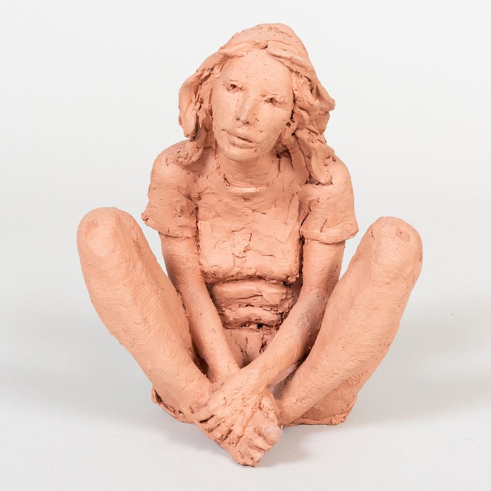 Appraisal: Marguerite Mendes Untitled Seated Girl Terracotta indistinctly signed with initials