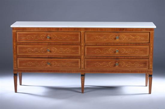 Appraisal: CONTINENTAL NEOCLASSICAL KINGWOOD INLAID MARBLE-TOP SERVER th century made in