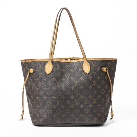 Appraisal: Louis Vuitton Neverfull MM tote bag in brown and tan