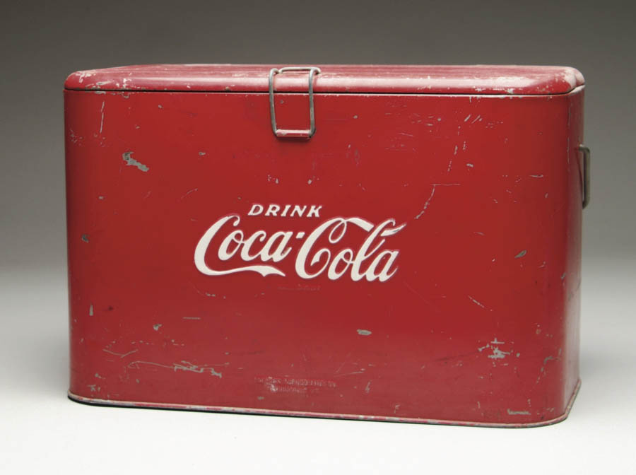 Appraisal: COCA-COLA LUNCHBOX COOLER Progress cooler with wire handle embossed Drink