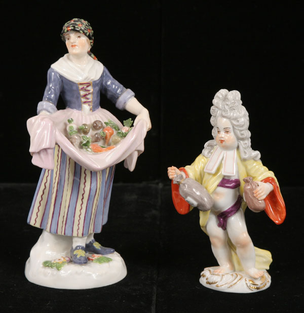 Appraisal: Lot of Meissen porcelain figures farmgirl w vegetables in apron