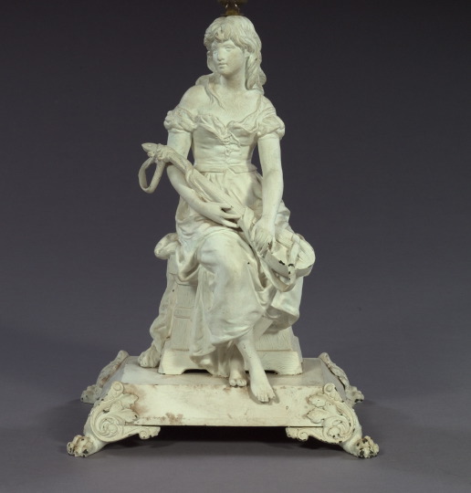 Appraisal: Cast-Spelter Figure of a Seated Bare-Footed Provincial Female Lute Player