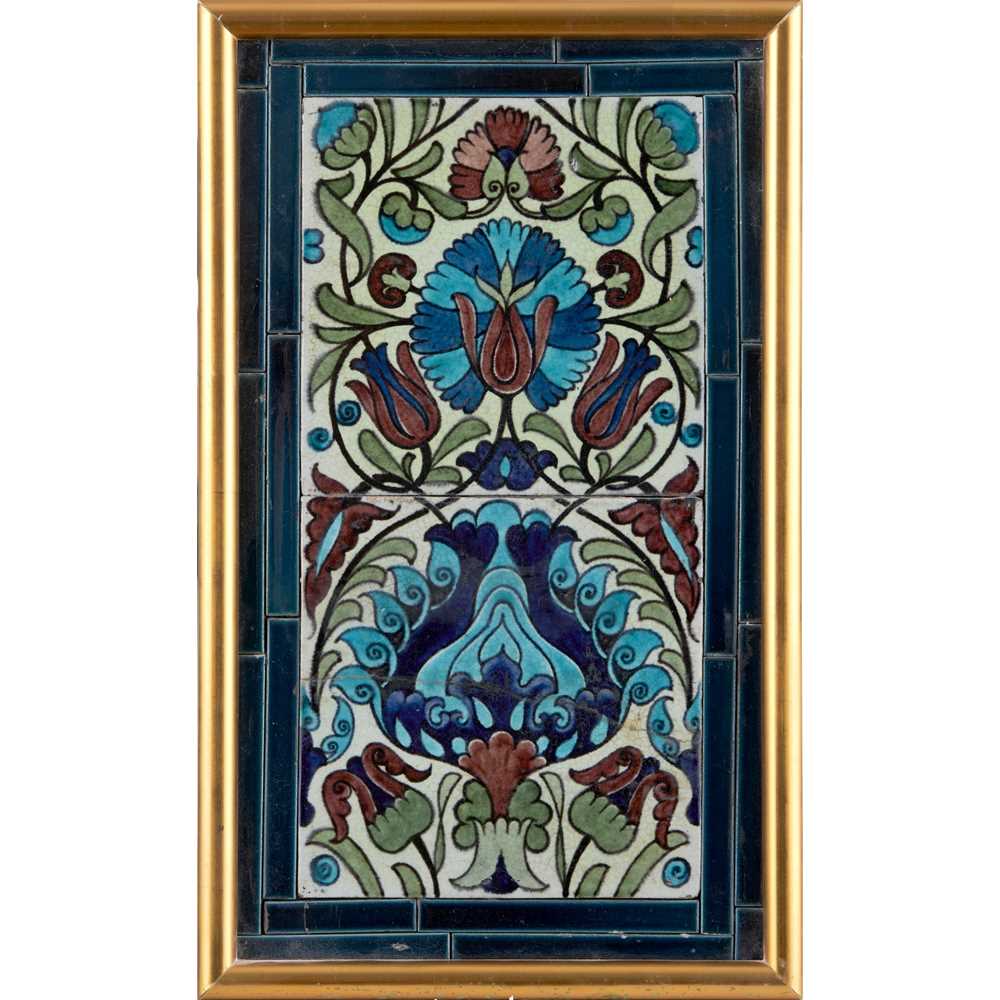 Appraisal: WILLIAM DE MORGAN - PERSIAN TILE PANEL CIRCA glazed earthenware