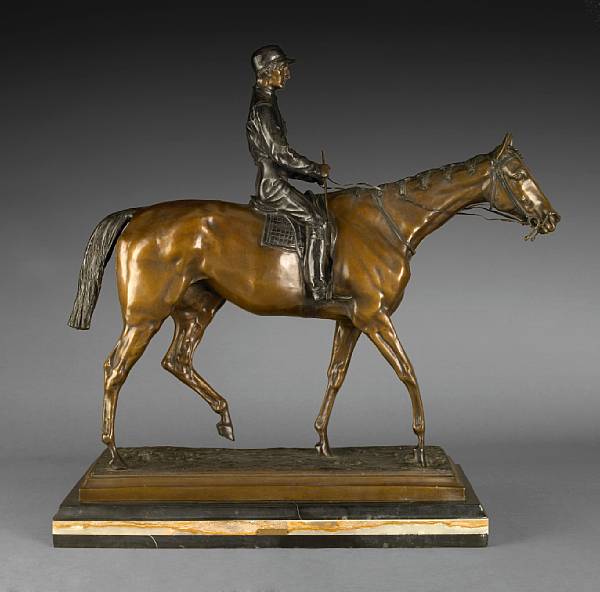 Appraisal: A patinated bronze equestrian group cast after a model by