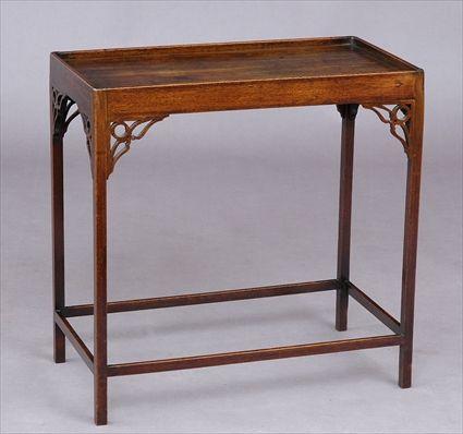 Appraisal: GEORGE III CARVED MAHOGANY SILVER TABLE The rectangular tray top