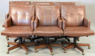 Appraisal: Set of six Councill leather swivel office armchairs Set of