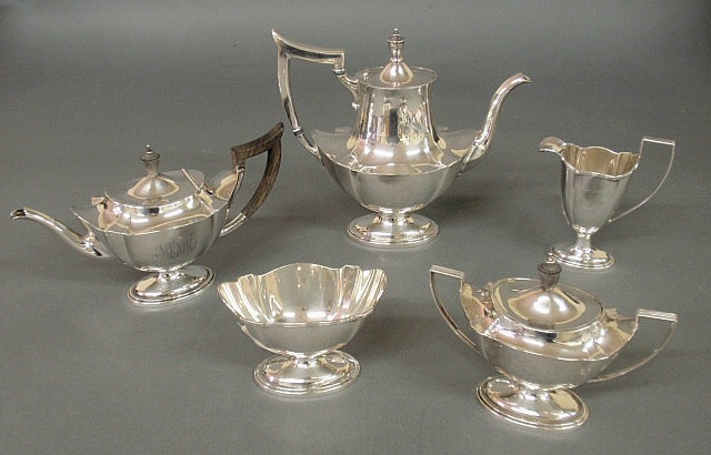 Appraisal: Sterling silver tea service by Gorham four pieces all monogrammed