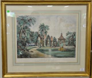 Appraisal: Currier Ives hand colored lithograph The Residence of the Late