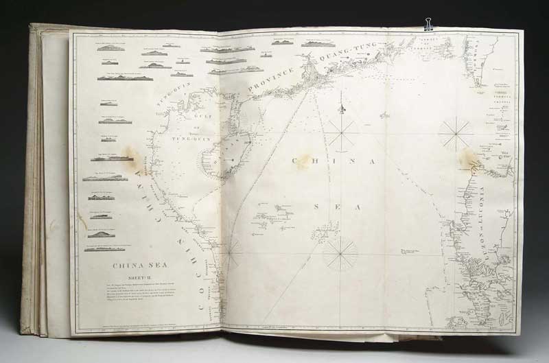 Appraisal: OUTSTANDING BOUND VOLUME OF NAUTICAL CHARTS This antique large book