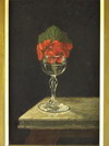 Appraisal: OOB - Still-life of wine glass with red flowers on