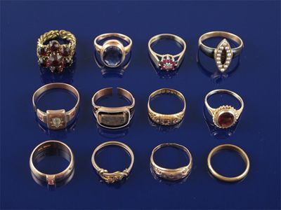 Appraisal: Eight assorted gold rings And four assorted gold plated rings