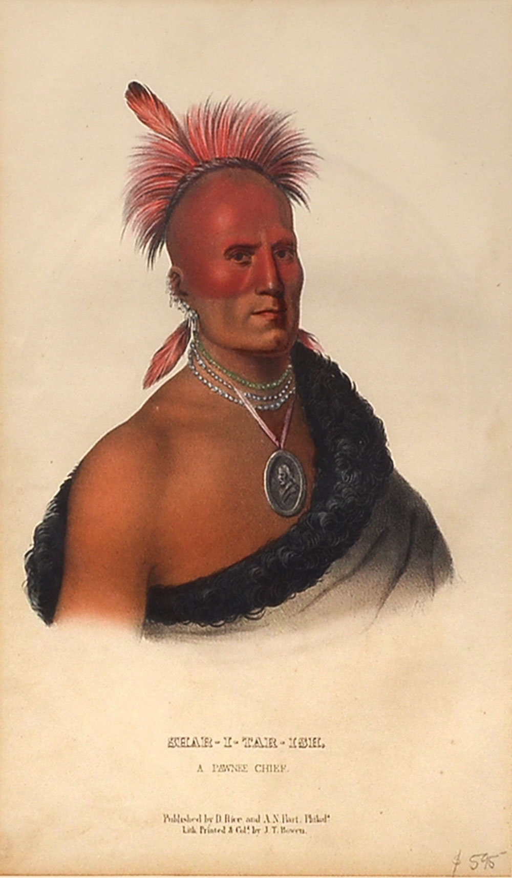 Appraisal: MCKENNEY AND HALL INDIAN LITHOGRAPH ''SHAR-I-TAR-ISH A Pawnee Chief'' sight