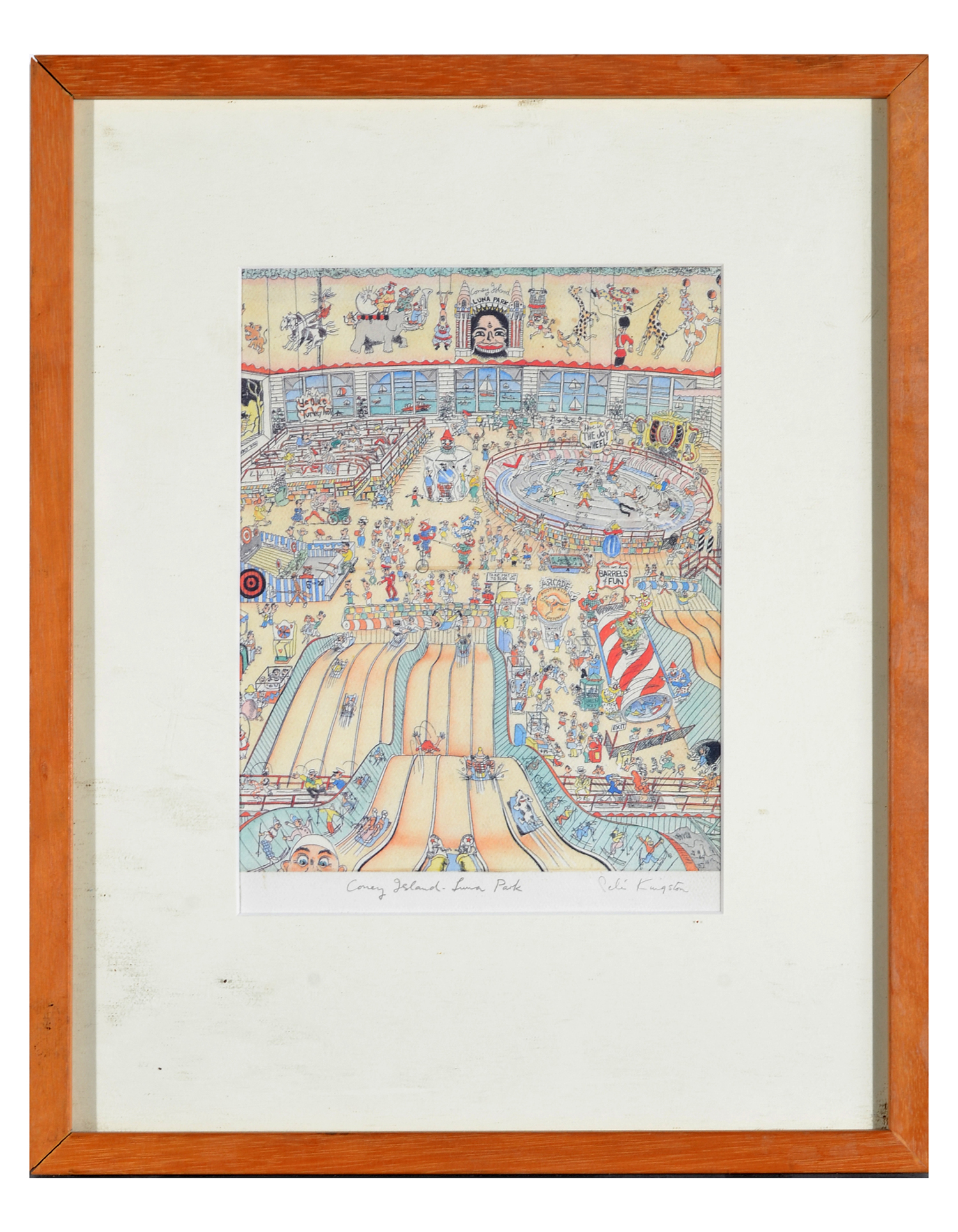 Appraisal: PETER KINGSTON WATERCOLOUR ''CONEY ISLAND LUNA PARK'' FRAMED GLAZED OVERALL