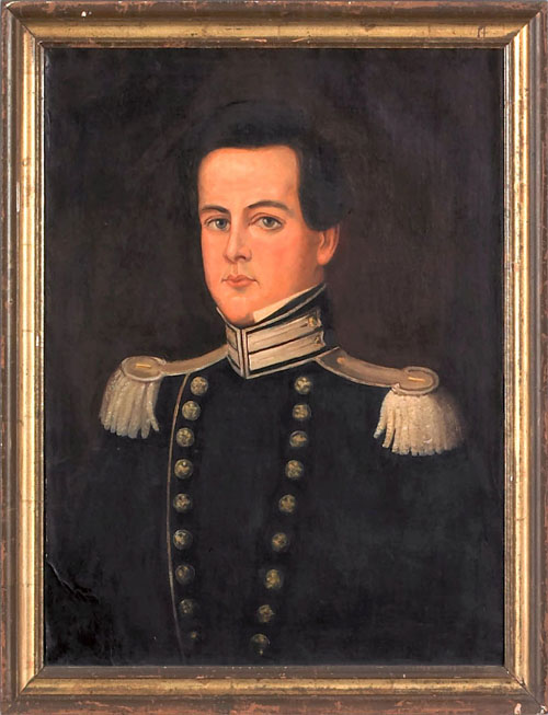 Appraisal: American School th c oil on canvas portrait of a