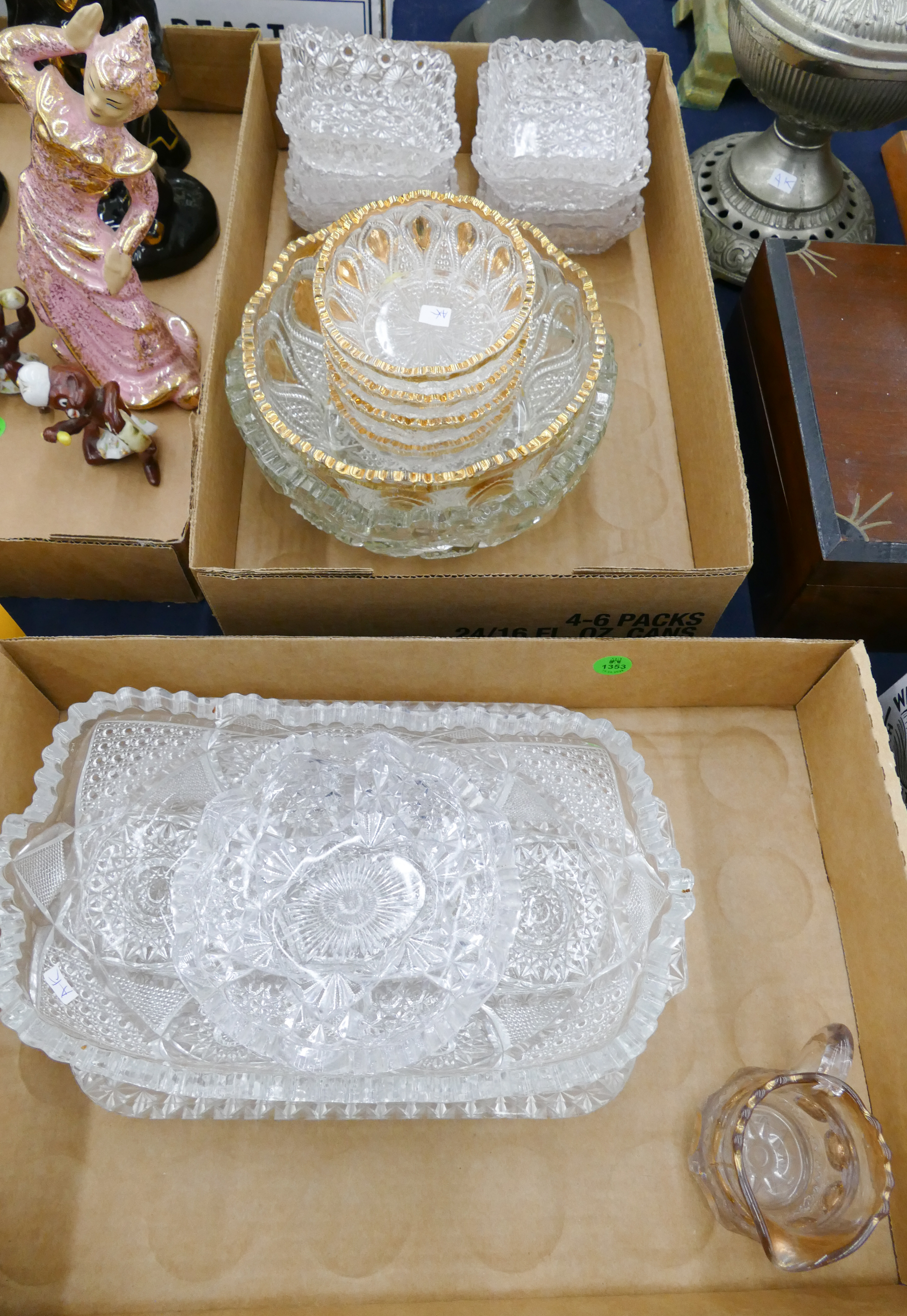 Appraisal: Boxes Old Pattern Glass- pc