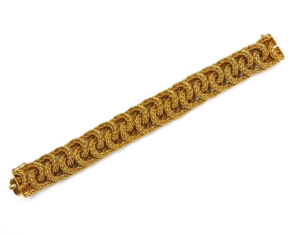 Appraisal: K Gold Rope Bracelet Italy comprising braided gold rope-links dwts