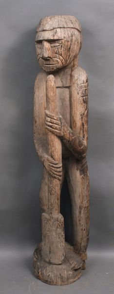 Appraisal: th Century wood sculpture of plantation worker h x w