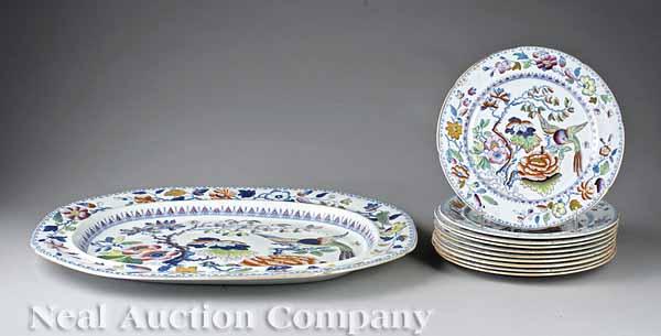 Appraisal: A Group of English Staffordshire Ironstone Dinner Ware c colorfully