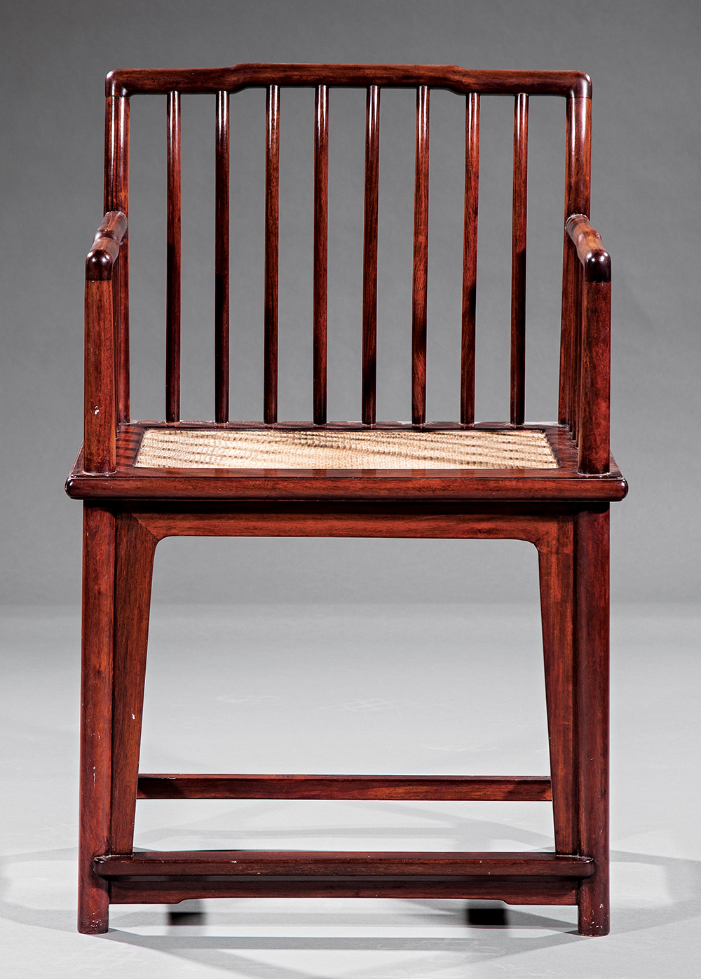 Appraisal: Chinese Hardwood Spindle-Back Armchair late Qing Dynasty - shaped top