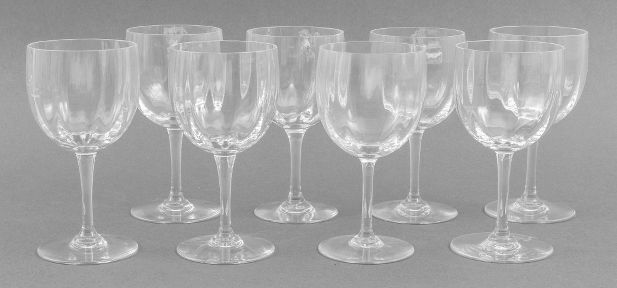 Appraisal: BACCARAT CRYSTAL WHITE WINE GLASSES Eight Baccarat crystal white wine