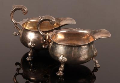 Appraisal: A pair of George II silver sauce boats Humphrey Payne