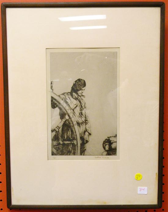 Appraisal: Arthur Briscoe British b - d etching a mariner standing