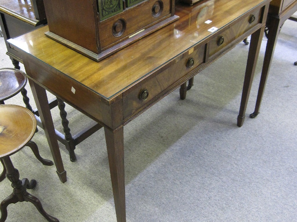 Appraisal: Mahogany side table on square tapered supports