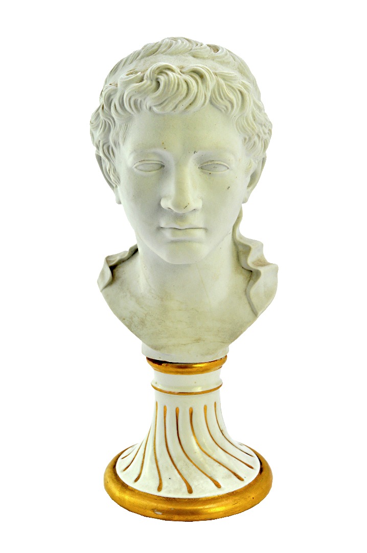 Appraisal: A Furstenberg biscuit bust of Ptolemaeus 's probably modelled by