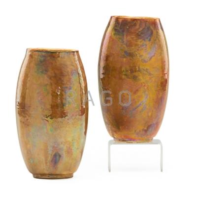 Appraisal: THEOPHILUS A BROUWER - MIDDLE LANE Pair of flame-painted ceramic