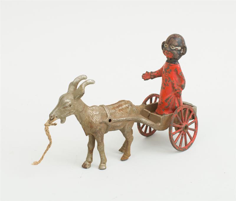 Appraisal: CAST-IRON BOY WITH GOAT CART x in Estimate -