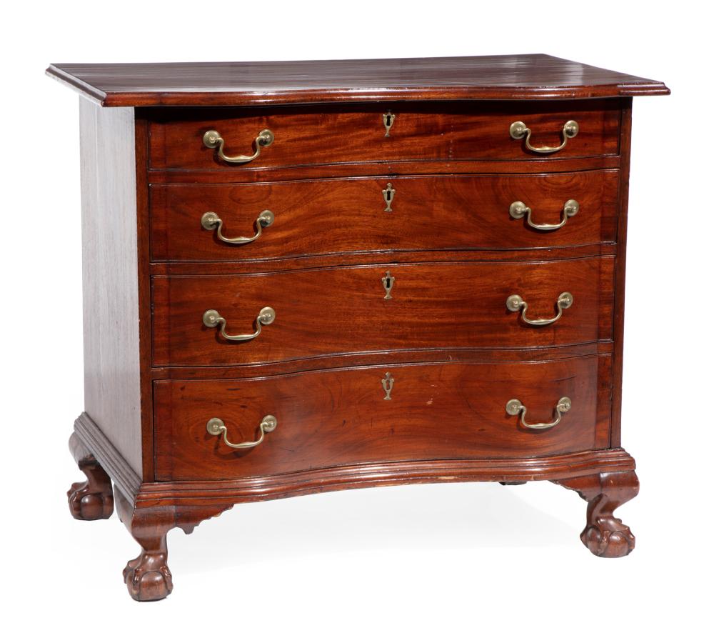 Appraisal: Massachusetts Chippendale Mahogany Reverse Serpentine Chest of Drawers c shaped