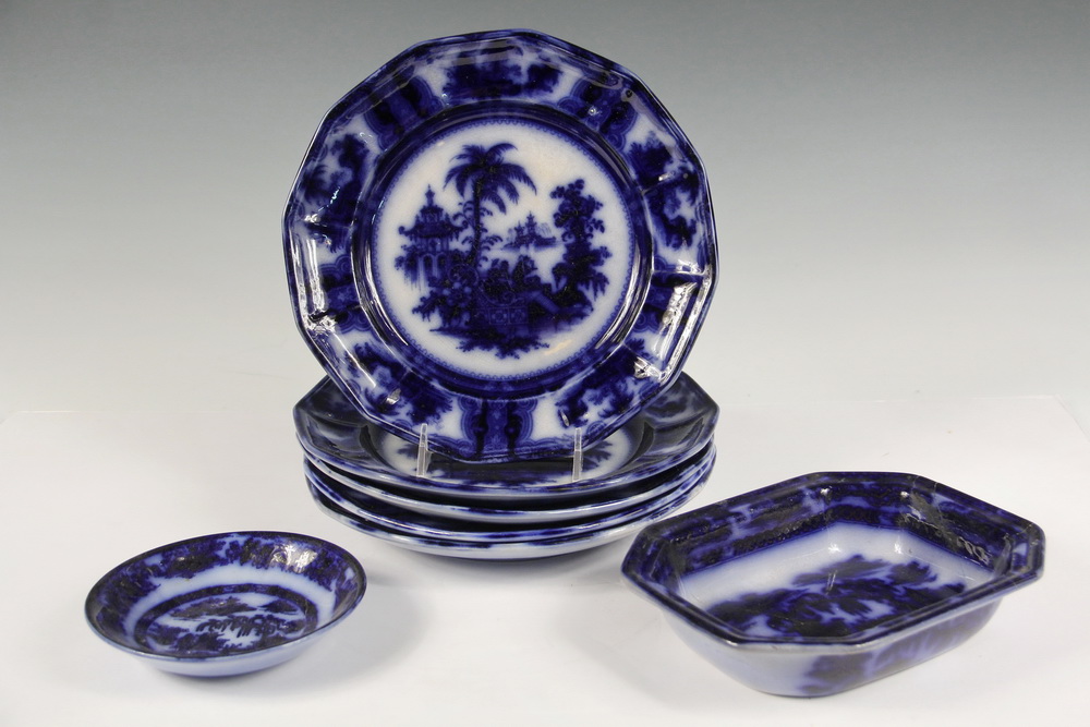 Appraisal: PCS EARLY FLOW BLUE CHINA - Including Kyber Plates PLUS