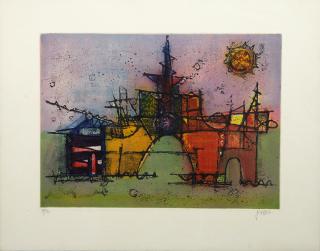 Appraisal: Shlomo Malka Barricades th c print Shlomo Malka Barricades th