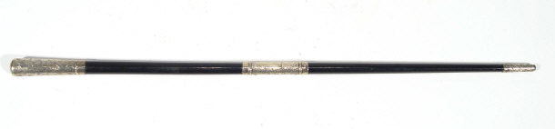 Appraisal: Victorian silver and ebony two piece baton with chased decoration