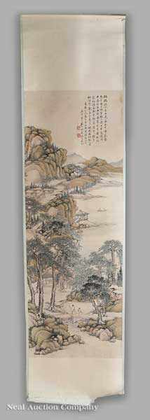 Appraisal: Chinese School probably th c two hanging scrolls the first