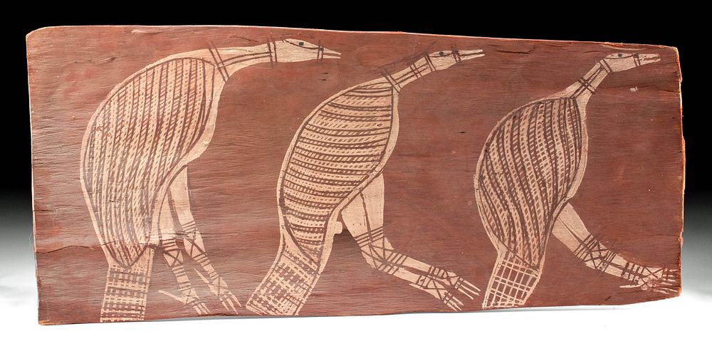 Appraisal: th C Australian Aboriginal Bark Painting Brushturkey Oceania Australia Aboriginal