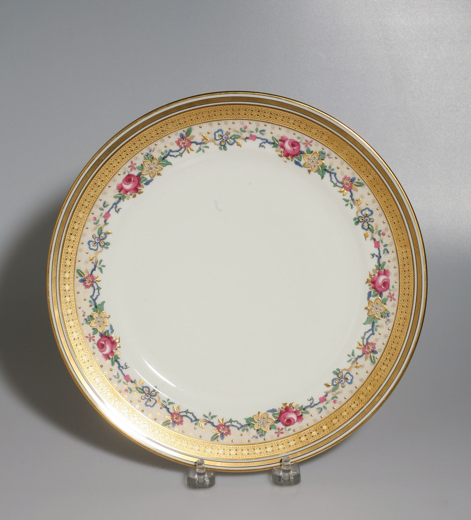 Appraisal: SET OF TWELVE FRENCH DINNER PLATES WITH GILT AND FLORAL