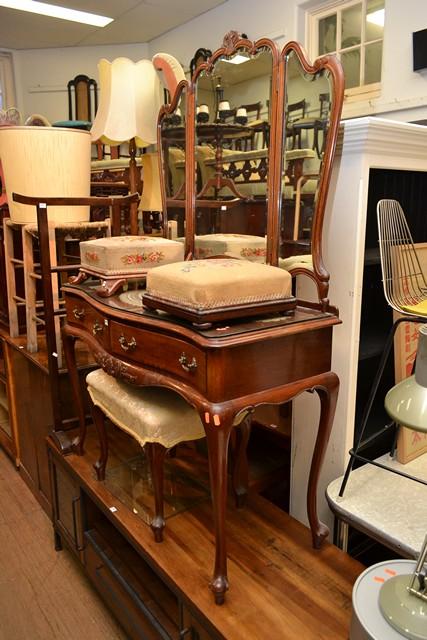 Appraisal: A FRENCH STYLE WING BACK MIRRORED DRESSING TABLE AND A