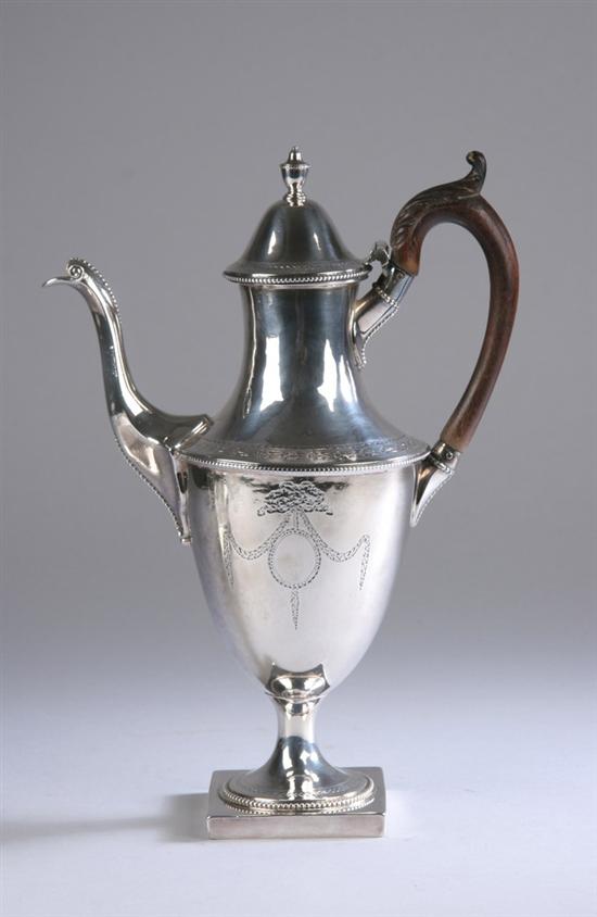 Appraisal: GEORGE III SILVER COFFEE POT Edward Fernell London Classical vase