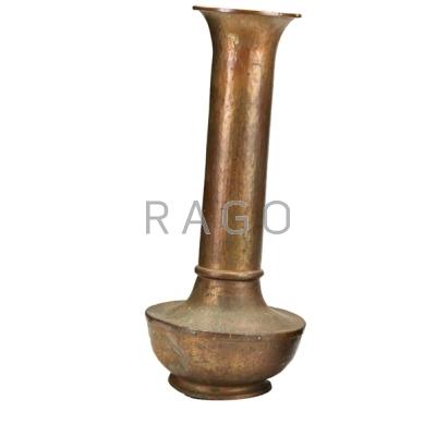 Appraisal: ROYCROFT Tall brass-washed hammered copper American Beauty vase East Aurora