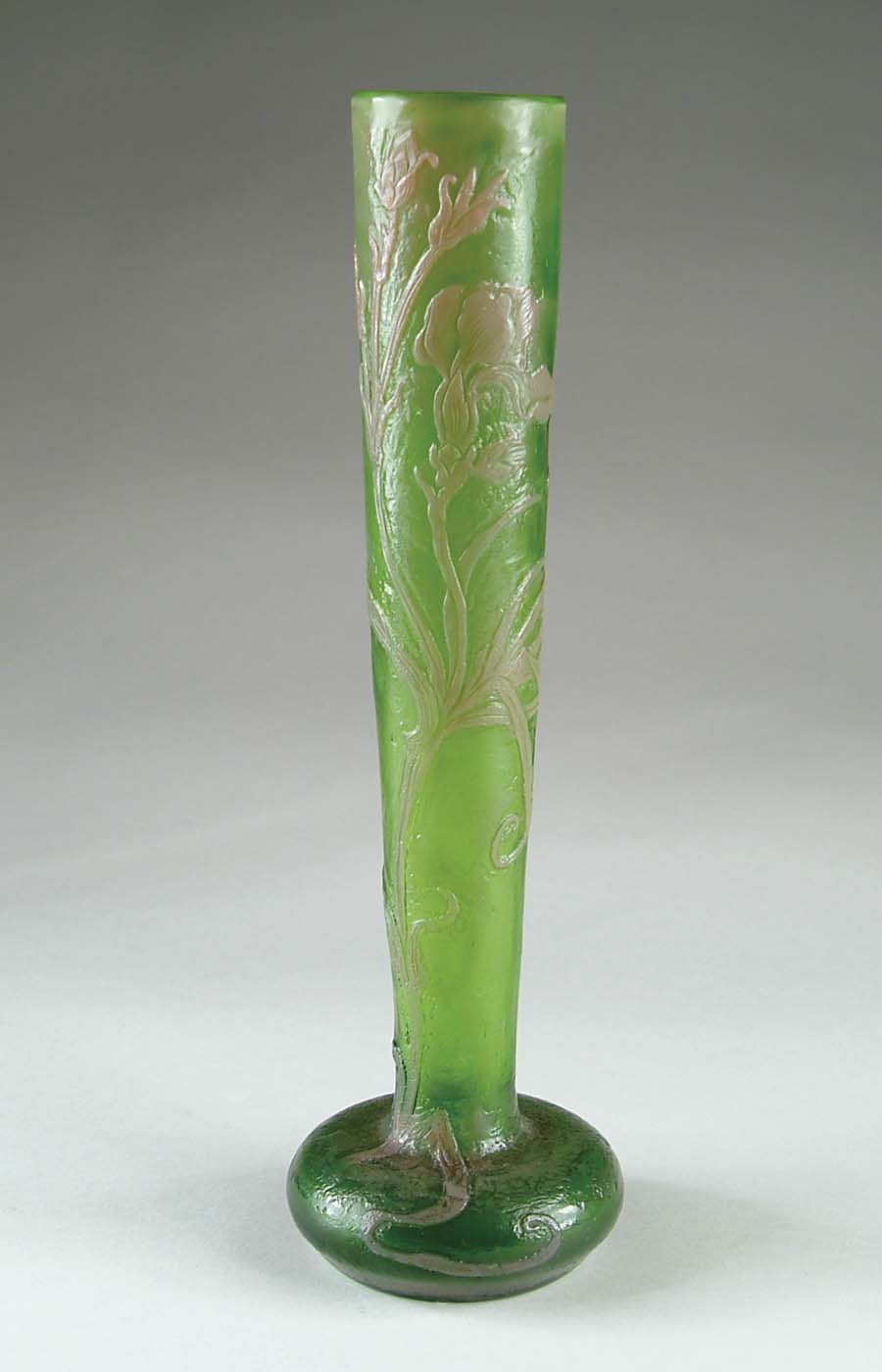 Appraisal: GALLE WHEELCARVED VASE Spectacular Galle vase has wonderful bright green