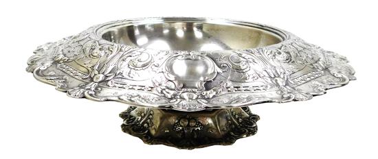 Appraisal: SILVER Gorham sterling silver footed compote elaborate scroll fruit vine