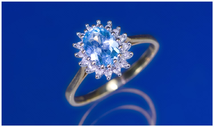 Appraisal: ct Gold Diamond And Topaz Cluster Ring Central Topaz Surrounded