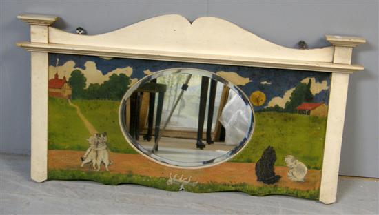 Appraisal: Late th century nursery mirror painted with Louis Wain style