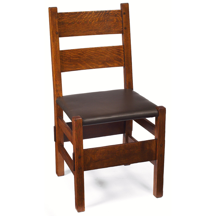 Appraisal: Gustav Stickley Thornden side chair two wide horizontal slats at