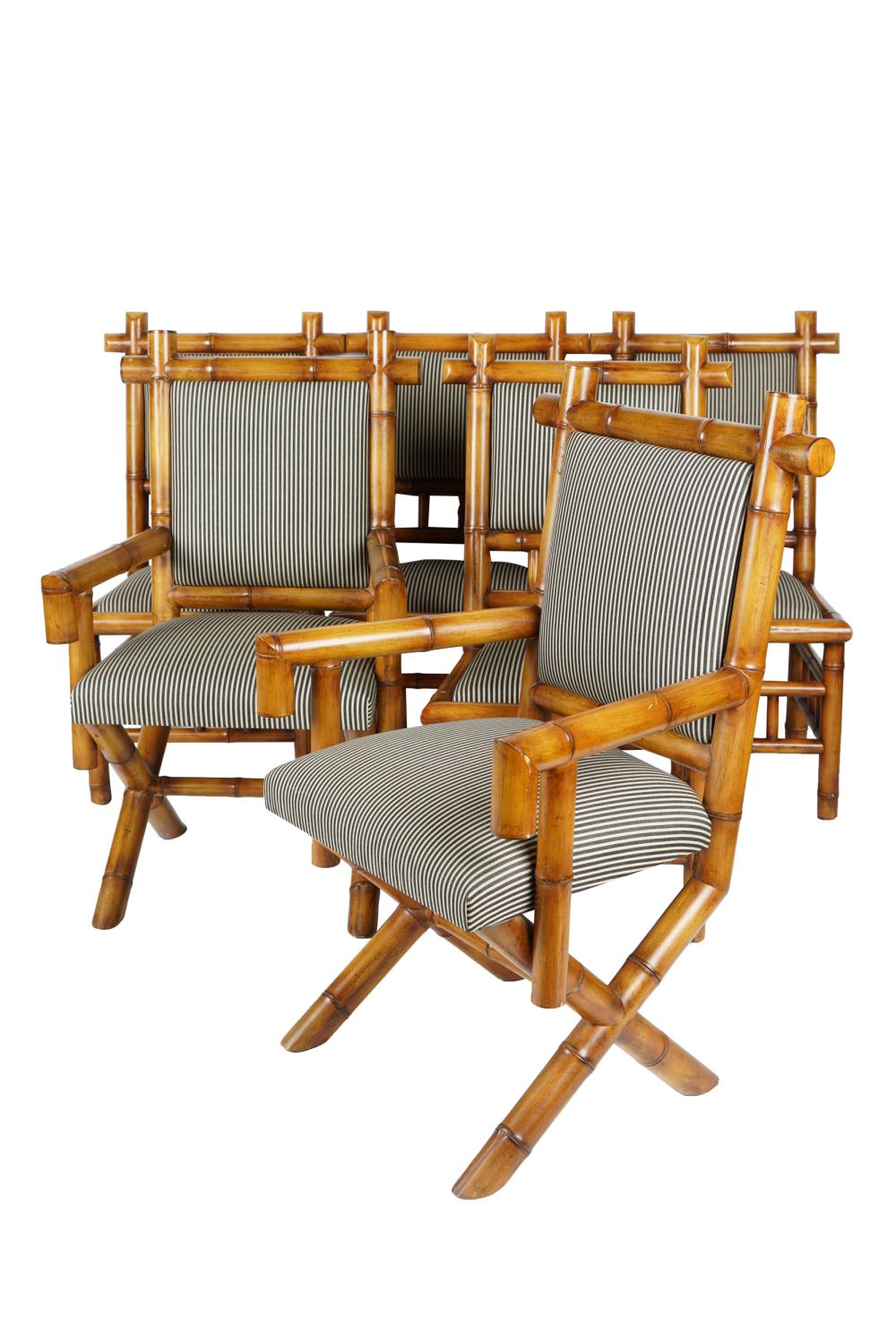 Appraisal: GROUP OF BAMBOO DINING CHAIRScomprising chairs Condition with general nicks