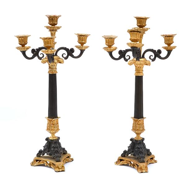 Appraisal: A PAIR OF FRENCH EMPIRE STYLE BRONZE AND GILT BRONZE